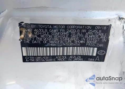 2019 Lexus Is 300 из США, поврежденный, VIN JTHBA1D27K5085656